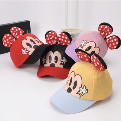 Gorra de béisbol de estilo primavera y otoño con orejas grandes de mariposa y dibujos animados de Mickey Mouse para niños