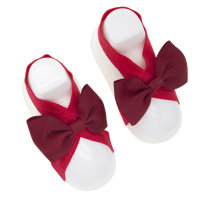 Baby Solid Color Bowknot Baby Socks  Red