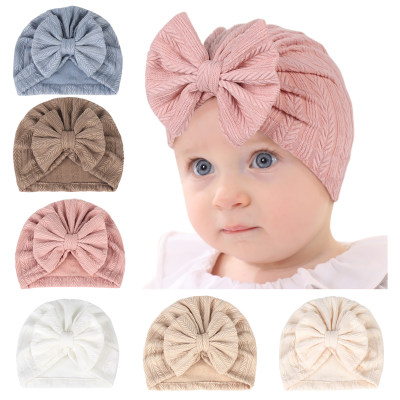 Baby Solid Color Bowknot Decor Tire Cap