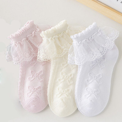 Chaussettes fines en dentelle japonaise pour enfants, printemps et automne, été, princesse