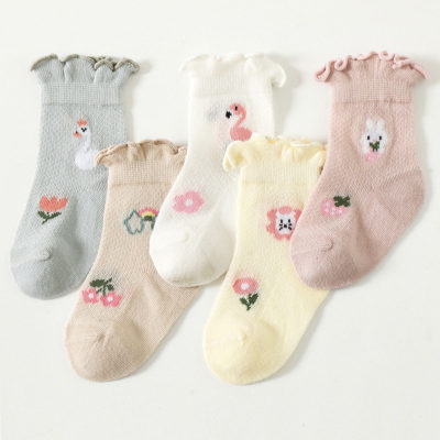 Girls' breathable loose mouth ultra-thin fungus-edged children's socks