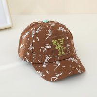 قبعة جرافيتي كرتونية للأطفال مع قبعة بيسبول بطبعة ديناصور  قهوة