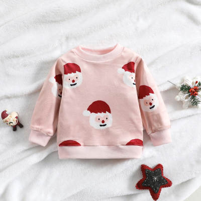 Baby Girl Allover Christmas Santa Claus Printed Sweatshirt