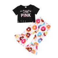 Toddler Girls Cotton Letter Color-block Top & Pants - Hibobi