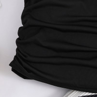 Summer black halter top printed skirt two-piece set  Black