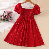 Kid Girl Polka Dot Print Dress  Red