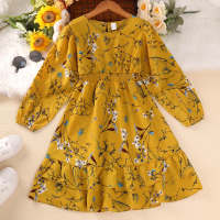 Kid Floral Long Sleeve Dress  Yellow