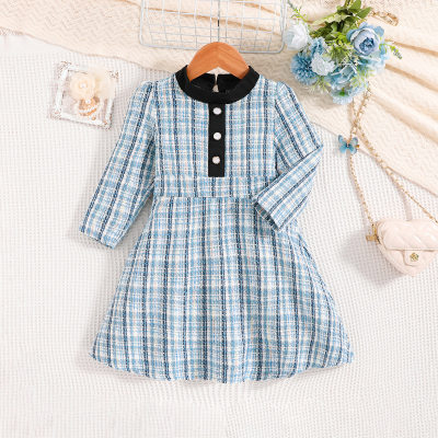 Toddler Girl Tweed Button Long Sleeve Dress