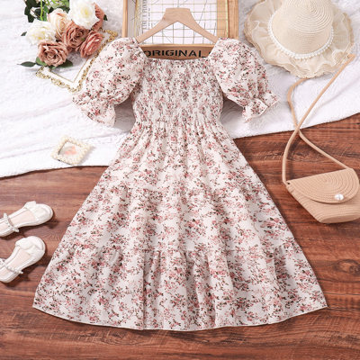 Summer fresh floral short-sleeved dress