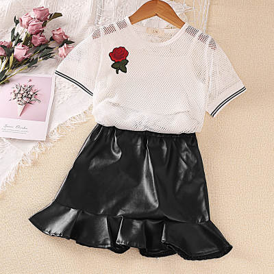 Kid Girl Rose Embroidery Top & Pant