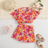 New summer printed short-sleeved shorts two-piece suit  Multicolor