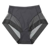 Sexy mesh mid-waist panties for women, seamless, comfortable, breathable, hip-lifting briefs, large size  Black