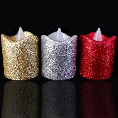 LED electronic candles gold-plated silver powder-coated gold powder wave-mouth birthday candles Christmas Halloween candle lights