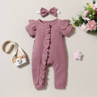 Vêtements pour enfants bébé fille combinaison été style bébé fille nouveau-né bébé à manches courtes vêtements rampants  Violet