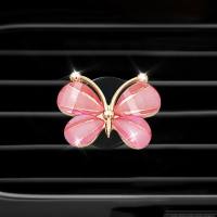 Car air conditioning vent perfume butterfly diamond aromatherapy clip car fragrance tablets car interior decoration perfume  Pink