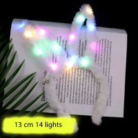 14 luces luminosas orejas de conejo de peluche luces LED diadema niños niñas intermitente extendido  Blanco