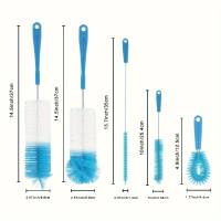 5-piece set cup brush 304 stainless steel bottle brush household multi-function cleaning brush  Blue