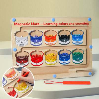 Children's calculation early education color number recognition classification counting board magnetic pen maze walking educational toy