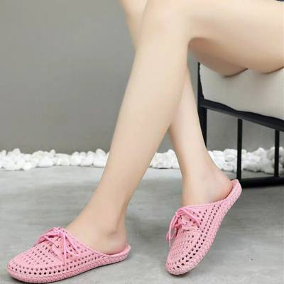 Baotou – sandales antidérapantes pour femmes, sandales de plage décontractées, sandales d'été en plastique à talons plats, chaussures pour femmes, semelles souples pour la maison