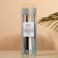 Japanese MUJI macaron thickened four 44 toothbrush filament adult soft bristle toothbrush ultra-fine wide soft  Multicolor