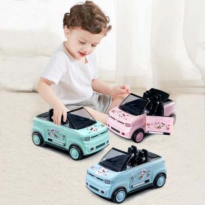 Mini coche descapotable de dibujos animados para niños, minicoche de plástico de simulación, modelo de coche deportivo de inercia para niño y niña