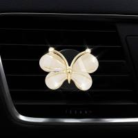 Car air conditioning vent perfume butterfly diamond aromatherapy clip car fragrance tablets car interior decoration perfume  White