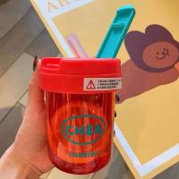 Mini ton cup female cute plastic cup simple portable high value straw water cup small capacity coffee cup  Red