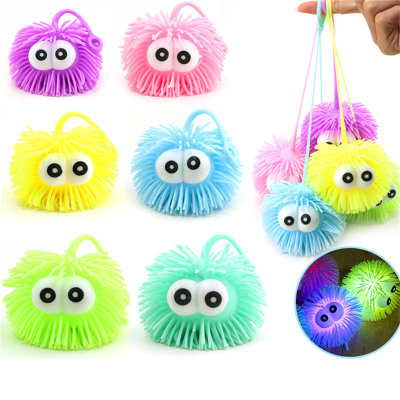 Creative Decompression Raised Eyes Glow Fur Ball Flash Raised Eyes Release Ball Ground Stall Source Children's Soft Rubber Toys