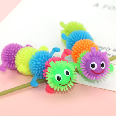 Flashing five-section bulging-eye caterpillar squeeze and decompression children's toy
