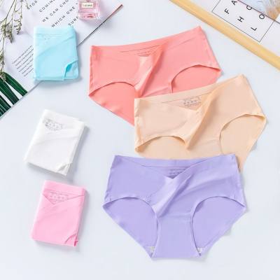 Seamless ice silk maternity underwear women's low-waist pregnancy breathable large size maternity and summer thin briefs