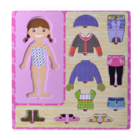 Wooden boy girl clothing changing puzzle dress up toy children's educational puzzle  Multicolor