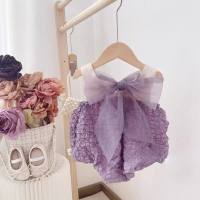 Baby clothes summer thin style baby girl sleeveless princess romper fashionable sling 100-day one-year-old baby clothes crawling clothes  Purple