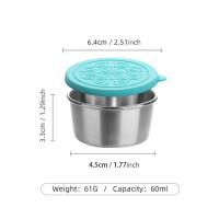 304 stainless steel sauce cup with lid, silicone lid, sealed, leak-proof, fresh-keeping sauce cup, seasoning dish  peacock blue