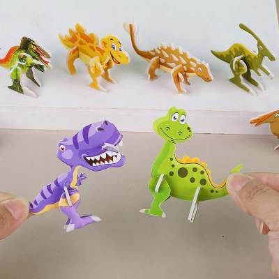 Puzzle di dinosauro 3D in carta educativa fatta a mano fai-da-te per bambini