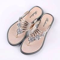 Ladies slippers summer sandals new flat silver women's shoes light slippers women's outdoor casual flip flops  Rose Gold