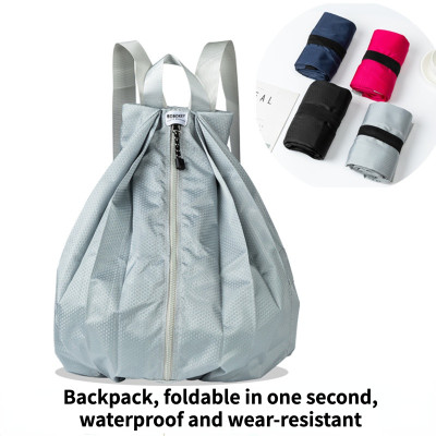 Simple outdoor portable waterproof backpack thickened sports travel bag folding bag school bag high value ins backpack