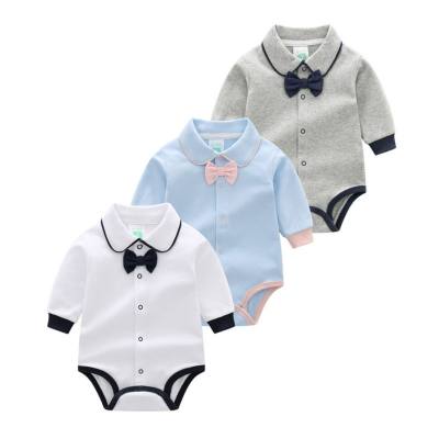 Baby jumpsuit triangle romper summer thin short-sleeved fart clothes boys and girls baby full moon hundred days bow tie dress