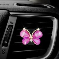 Car air conditioning vent perfume butterfly diamond aromatherapy clip car fragrance tablets car interior decoration perfume  Purple