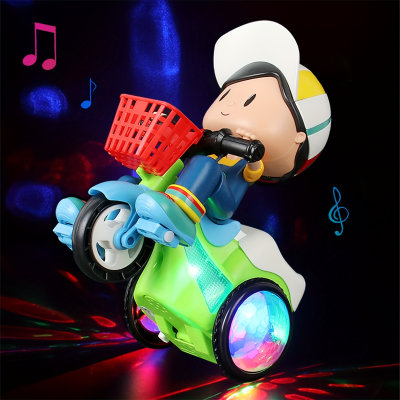 Children's stunt spinning tricycle lighting music boy electric toy car