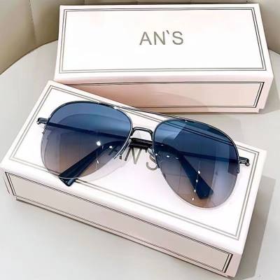 Neue Sonnenbrille für Herren mit Farbverlauf aus Metall und Halbrahmen, für den Außenbereich, zum Angeln, UV-Schutz