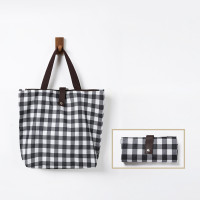 Tragbare Einkaufstasche aus Oxford-Stoff, 00d, wasserdicht, faltbar, tragbar, für Werbung, Tasche aus Oxford-Stoff  schwarz-weiß kariert