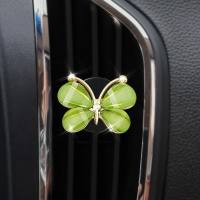 Parfum de ventilation de climatisation de voiture, clip d'aromathérapie en diamant papillon, comprimés de parfum de voiture, décoration intérieure de voiture  vert
