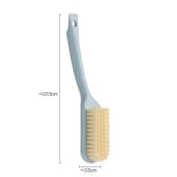 Household long-handled shoe brush hangable plastic shoe brush multi-function solid color cleaning brush does not damage the shoes soft bristle cleaning brush  Blue