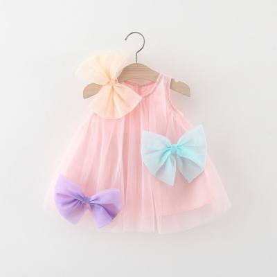 New baby girl mesh princess skirt with bow, sweet and fashionable ins children's skirt, summer girl's dress