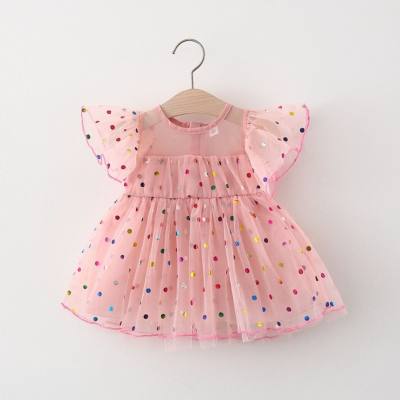 New summer style one-year-old baby girl polka dot fluffy mesh skirt baby girl flying sleeve princess skirt fairy girl skirt