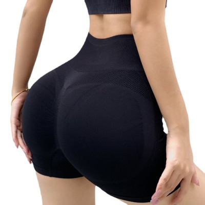 Yoga shorts honey butt lift high waist abdomen elastic tight anti-light quick-drying fitness pants for women