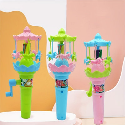 Glowing hand rocking carousel, Ferris wheel, windmill, spinning amusement park toy