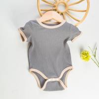 Factory direct sale baby romper summer new triangle romper stylish cute solid color baby clothes  Gray