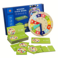 لعبة ألغاز خشبية صغيرة للأطفال على مدار الساعة، لعبة ألغاز تعليمية مبكرة لرياض الأطفال من الدرجة الأولى، أدوات تعليمية للرياضيات  متعدد الألوان