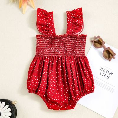 New style baby sling romper with fashionable and cute flying sleeves and pleated jumpsuit crawling clothes